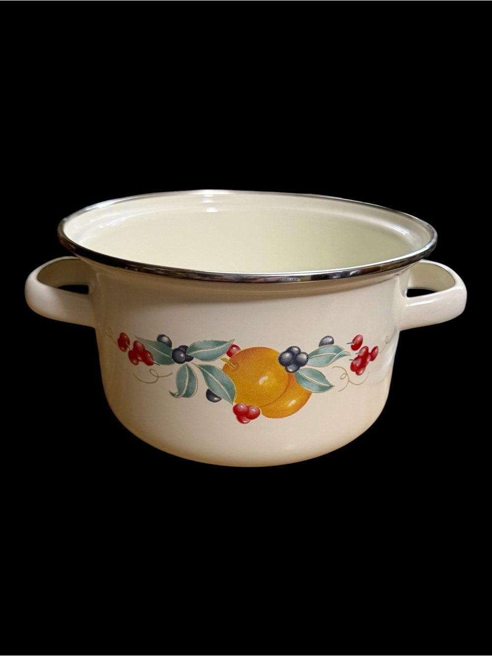 Vintage Corning Corelle "Abundance" Enamel-on-Steel Casserole / Stew Pot - 2 QT